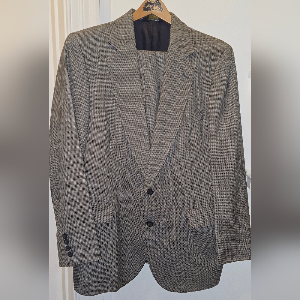 Embassy Square Black & White Suit 100% Wool